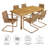 Abacus 7-Piece Rectangular Outdoor Patio Aluminum Dining Table Set With Rattan Armchairs-104318229