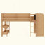 Lit mezzanine avec bibliothèques, boîtes et tiroirs à rangement multiple, lits mezzanine bas en bois massif avec bureau et tableau noir, aucun sommier nécessaire-129387353