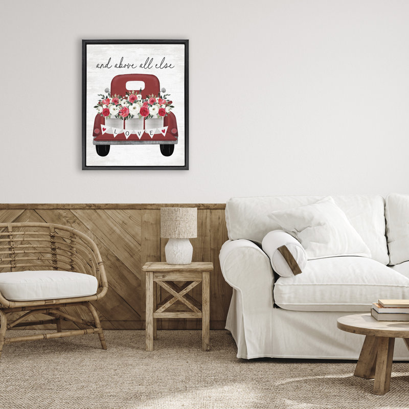 Cadre flottant surtout camion romantique, design par lettré et doublé, Cadre flottant noir de jais, H 21 po x l 17 po