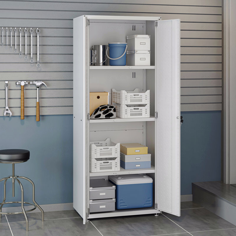 75" Tall Garage Cabinet, White