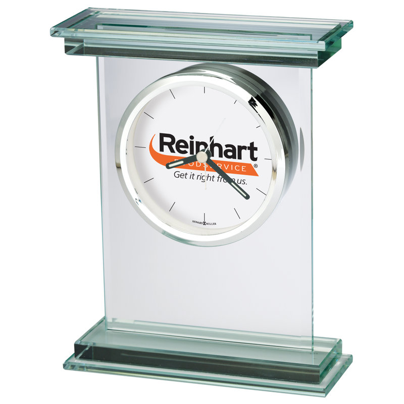 Modern & Contemporary Roman Numeral Crystal Quartz Movement / Crystal Alarm Tabletop Clock in Clear