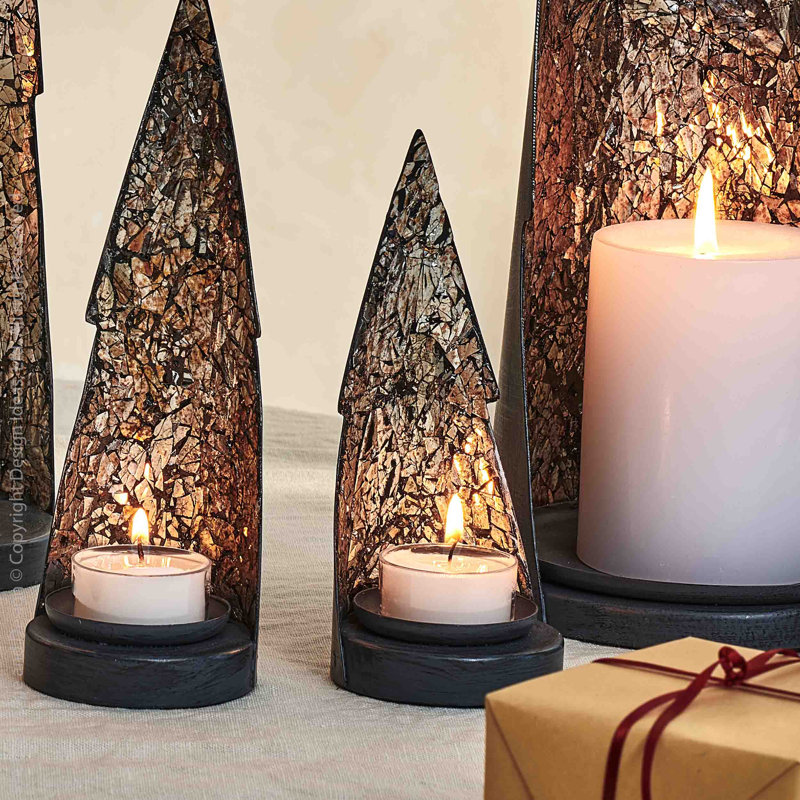 Iron Tabletop Tealight Holder, 5.98" H x 2.5" W x 2.5" D