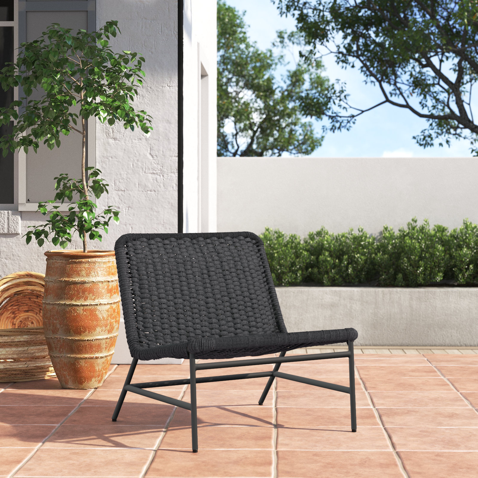 Brio Outdoor Armless Lounge Chair, Teak