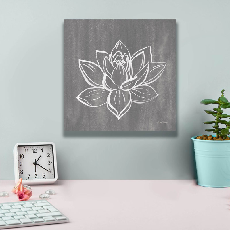 Toile épique Graffiti «Lotus sur argent» par Farida Zaman, 12 po x 12 po, H 12 po x l 12 po