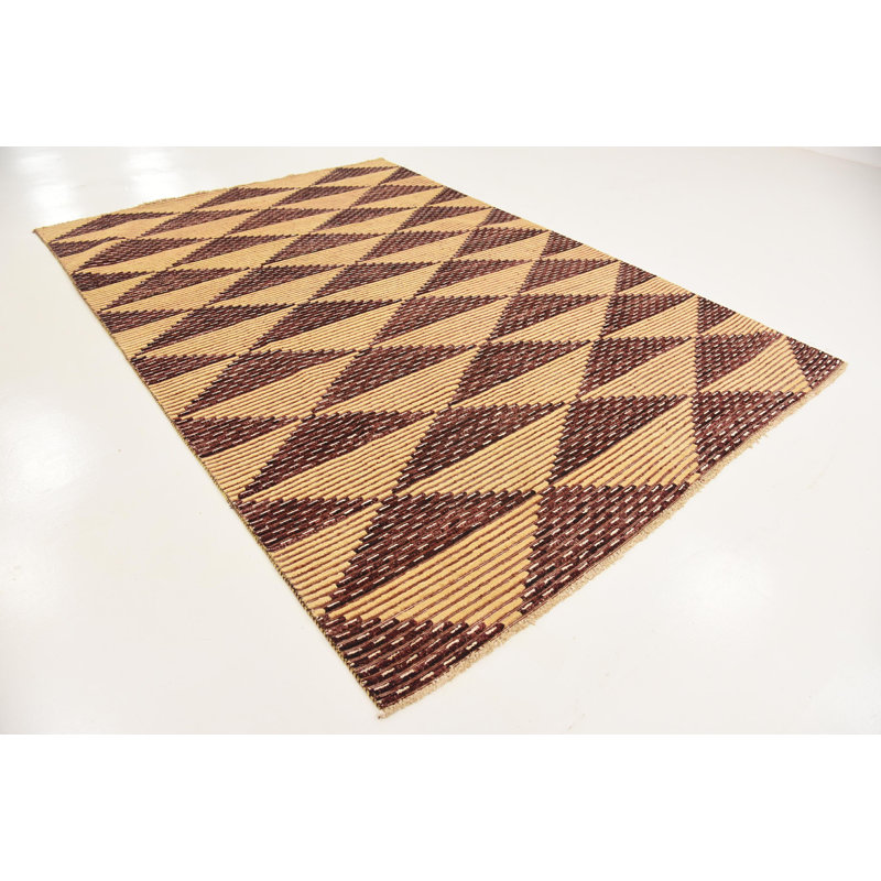 Tapis de zone one-of-kind à la main noué la new age rouge/beige 6 pi 5 po x 9 pi 6 po Nash