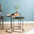 Set Of Two 12" Black And Bronze Iron Oval Nested Tables