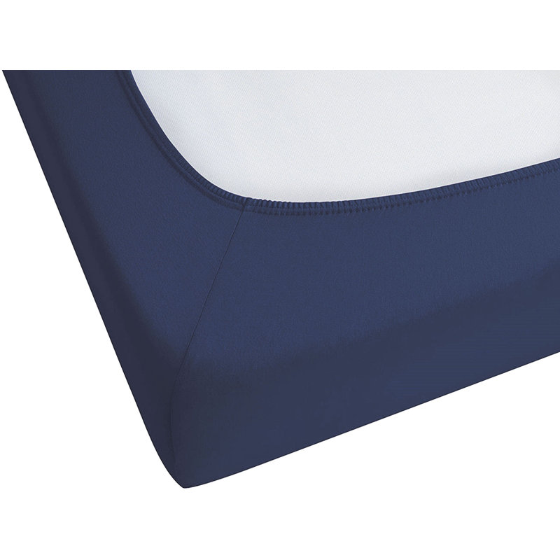 100% Cotton Fitted Sheet, European Kingsize (160 x 200cm), Navy Blue
