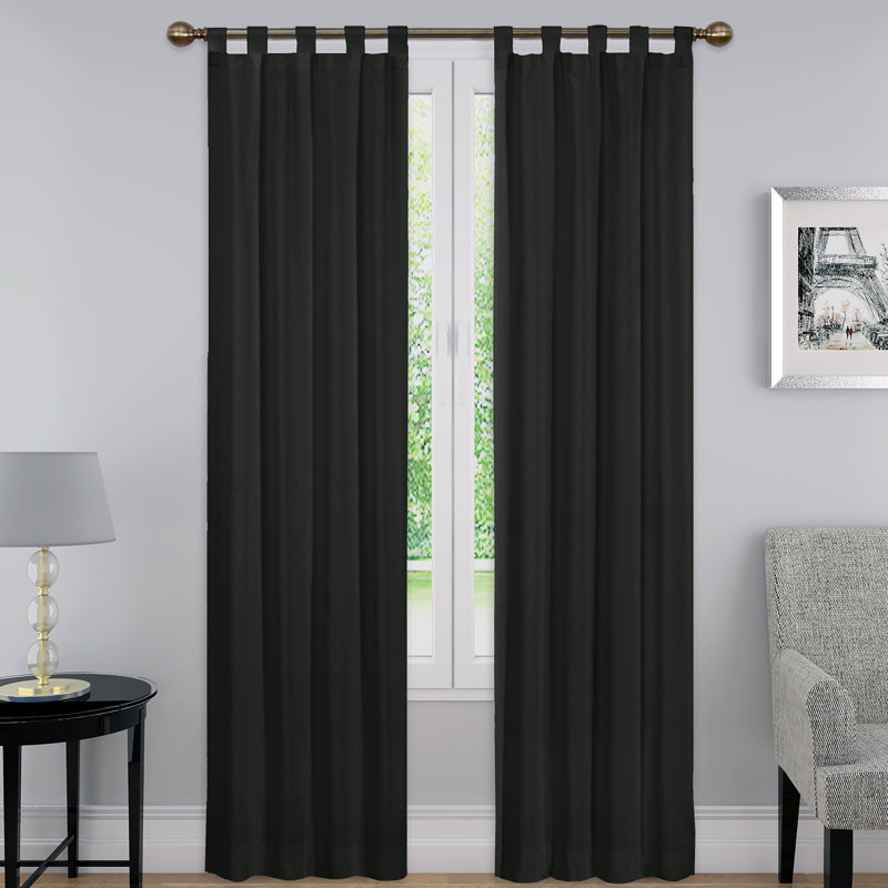 Barretti Sheer Curtain Pair, 30" W x 84" L, Black