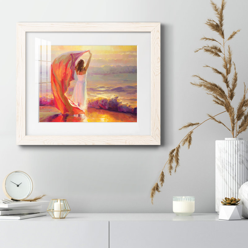 Brise d'océan - peinture encadrée, Cadre blanc, H 20 po x l 17 po x P 1,5 po