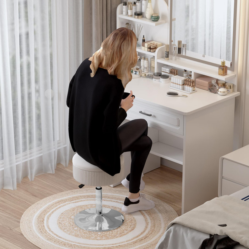 Fauteuil de maquillage pivotant à 360 °, Blanc