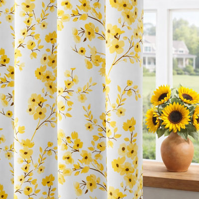  Floral Blackout Curtains, Vintage Room Darkening Grommet Window Panels for Living Room Bedroom