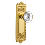 Egg & Dart Plate with Round Clear Crystal Door Knob