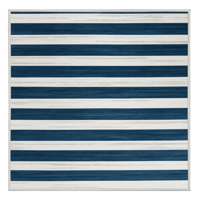 Tapis blanc à rayures horizontales lavable à la machine