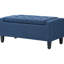 Banc de rangement bleu foncé By, revêtement en lin recouvert de boutons, chambre à coucher polyvalente et repose-pieds en lin, plateau pour la maison et les espaces intérieurs, solution de repos fonctionnelle