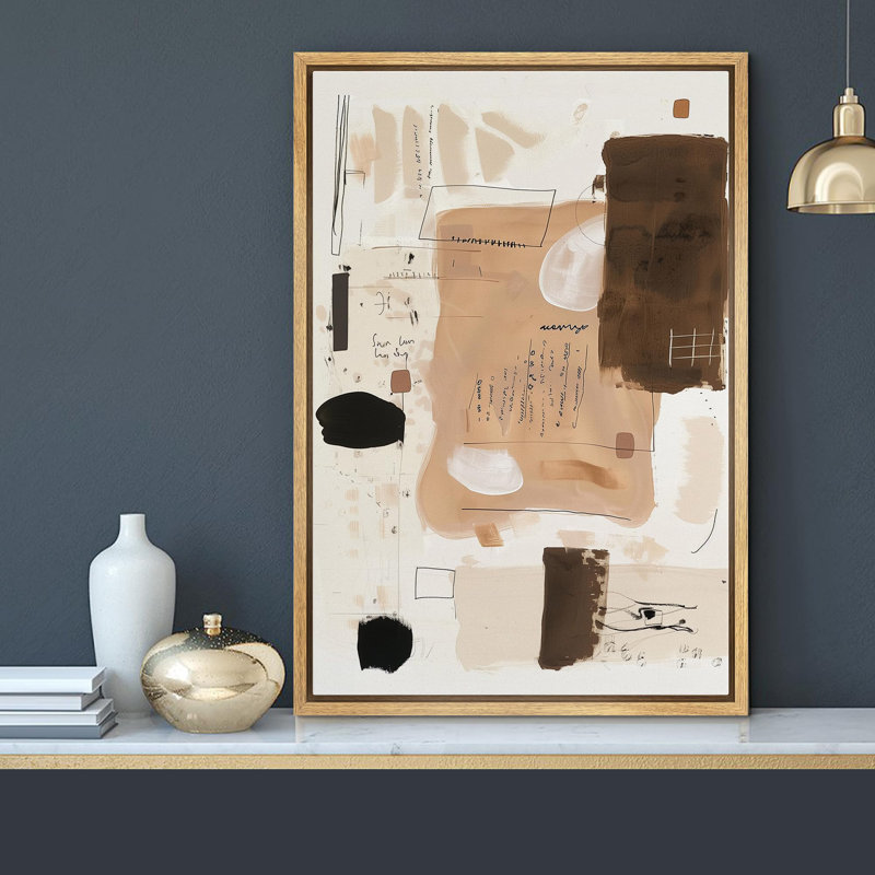 Forme Mid-Century «Modern Abstract Collage Unique Illustration», Naturel, H 24 po x l 16 po
