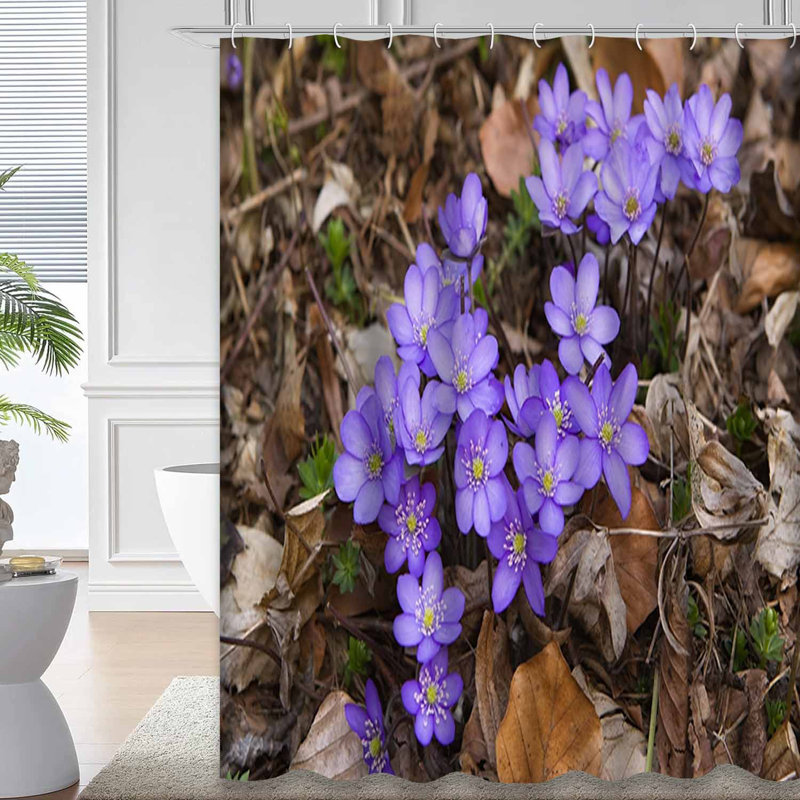 Magnifique rideau de douche Anemone Blue Flower Americana avec 12 crochets, L 72 po x l 84 po