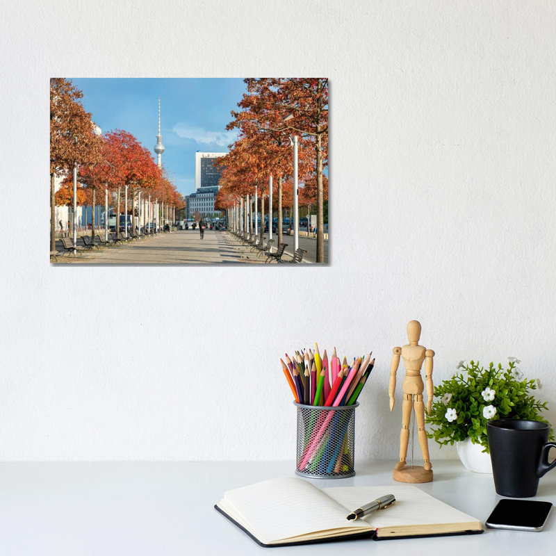 Berlin Government District (Berlin Regierungsviertel) and Paul-Löbe-Allee in Autumn by Jan Becke - Wrapped Canvas Rectangle Print