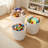 Scandinavian Transitional Stackable Round Storage Basket Stool, Indoor Outdoor Plastic Accent Ottoman, Striped Design Side Chair for Dining Room, Kitchen, Bedroom, Patio, Office, and Hotel Use-1886107161