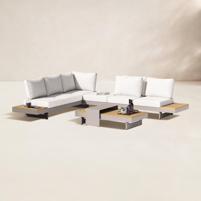 97" Teak Patio Sectional