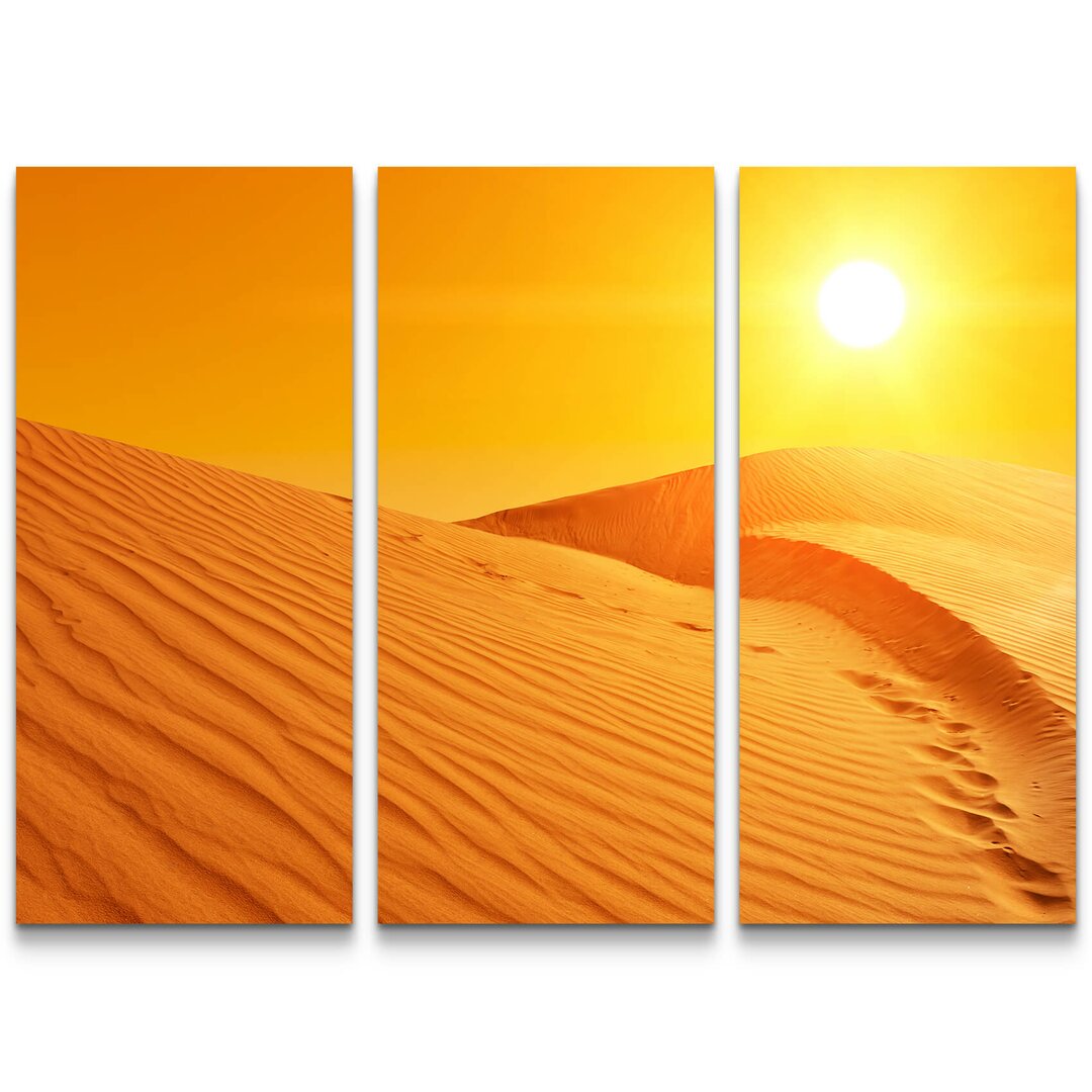 3-tlg. Leinwandbilder-Set Sonnenuntergang über den Sanddünen der Sahara - Tunesien