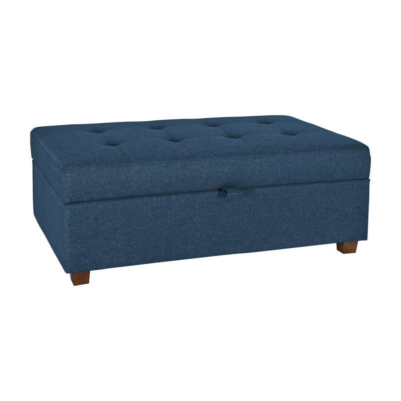 Calliemae Upholstered Storage Ottoman, Blue Polyester