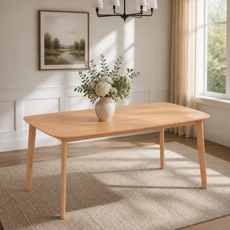Table de salle à manger en bois massif pour 6 personnes, longue table de cuisine rectangulaire rustique avec grand plateau et pieds antidérapants