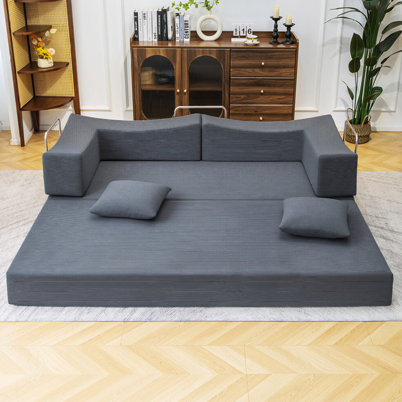 Canapé-lit modulaire convertible 2-en-1 avec matelas en mousse à mémoire de forme - aucun assemblage requis, canapé-lit peu encombrant pour salon, chambre à coucher, studio-B6006-DG