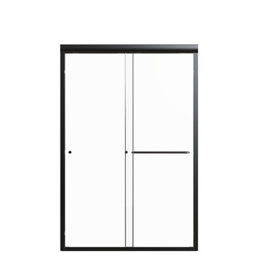 44"-48" Adjustable Double Sliding Shower Door, 6Mm Tempered Glass, Matte Black, Entrance Decoration Semi- 48"W*72"H, Excellent Waterproof Performance