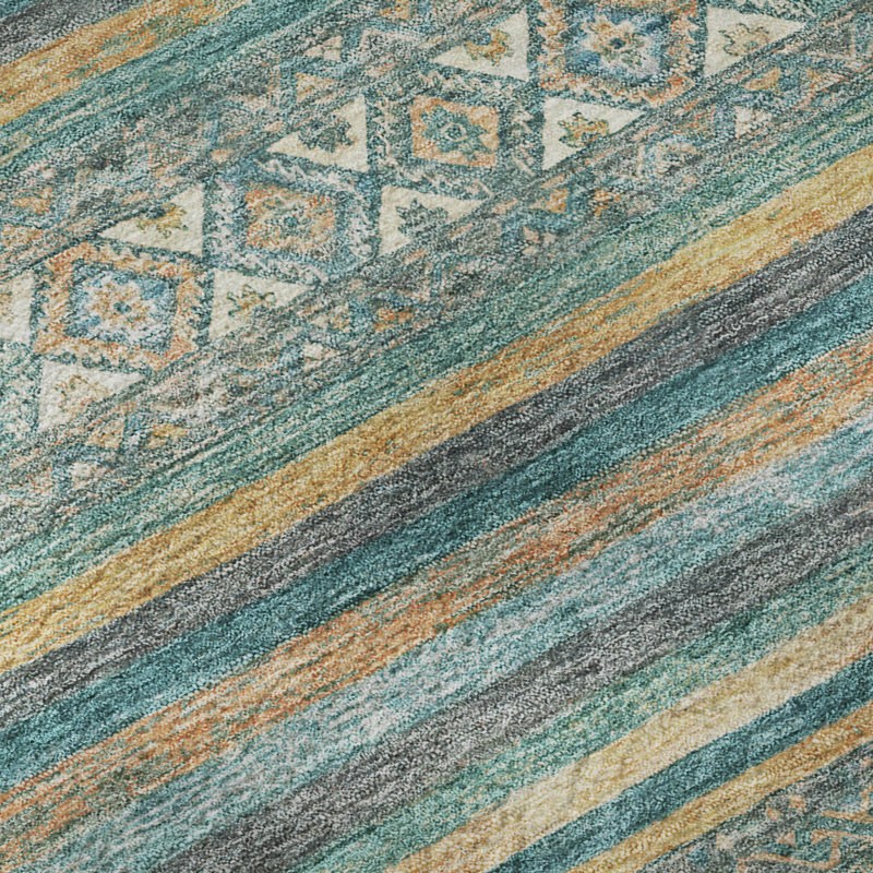 Premium Machine Washable Lampkins AMF1644 Stripes Rug, Round 8'