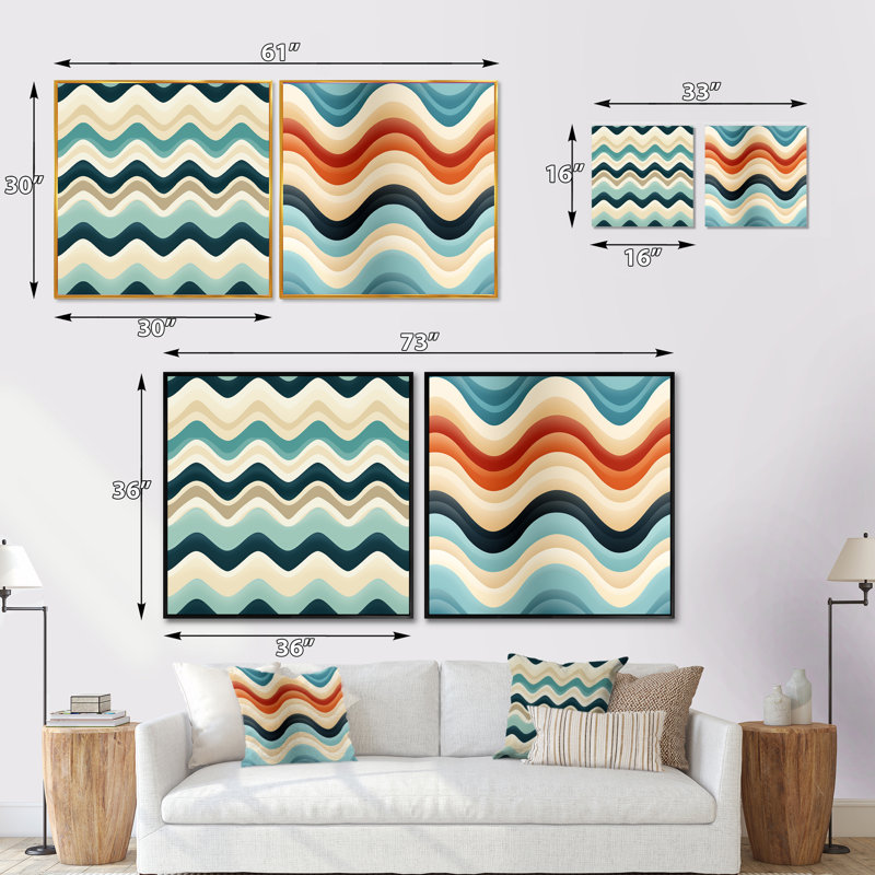 Chartrand - Abstract Shapes Square Collage Set Of 2, Wrapped Canvas, 36" H x 73" W