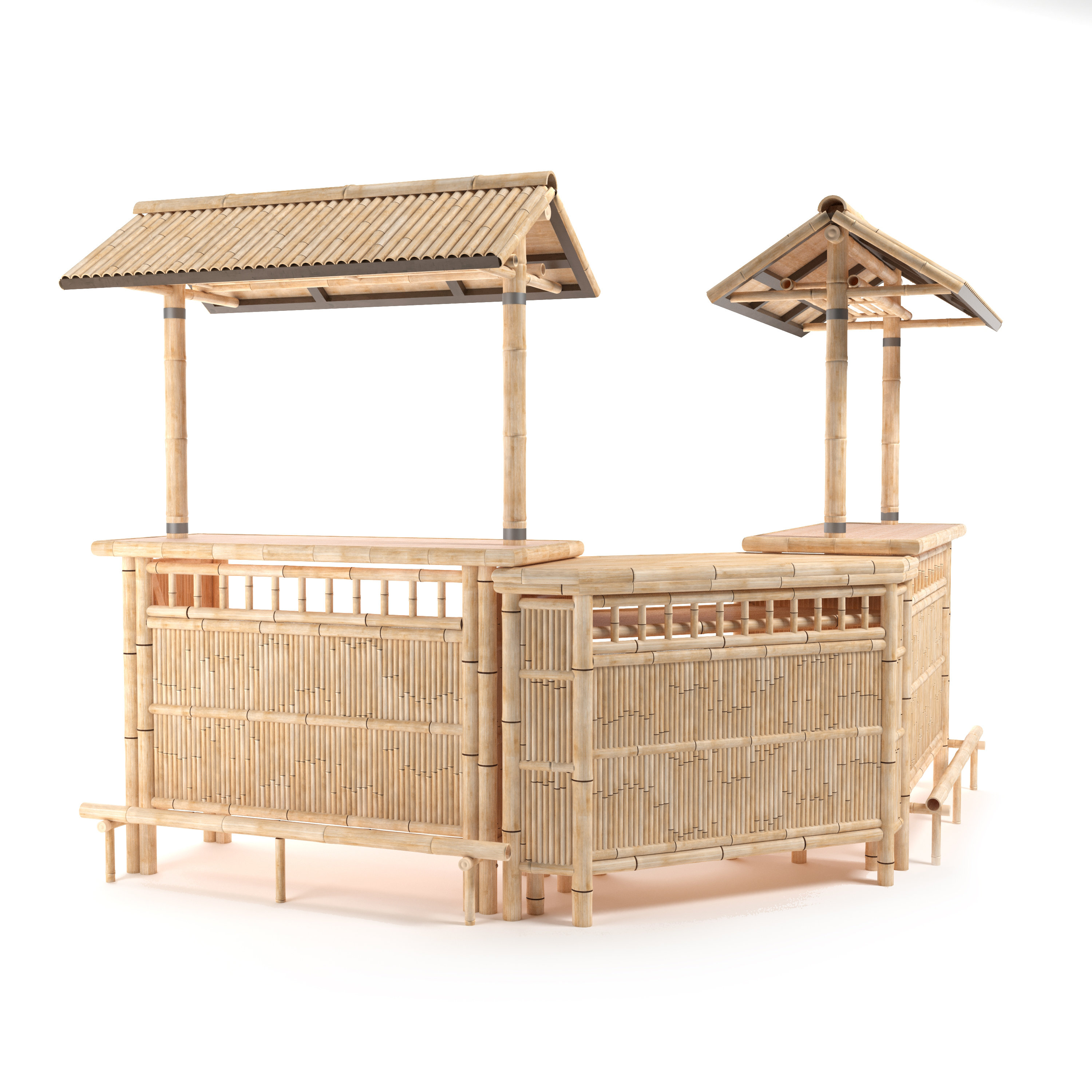 RAM Outdoor Decor Bamboo Tiki Bar and Two Stool Set By RAM Game