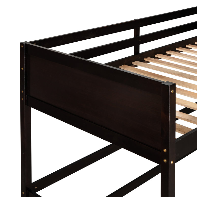 Lit mezzanine simple en bois massif avec espace intégré