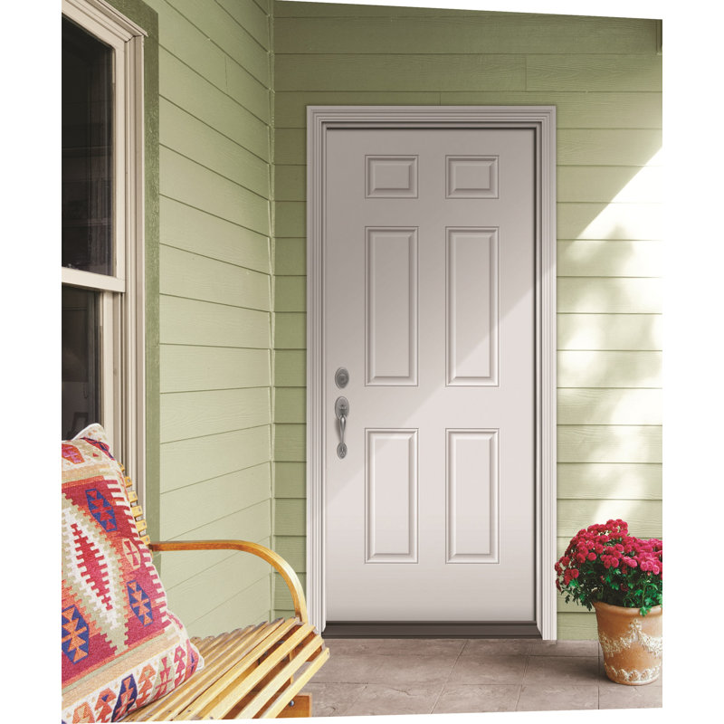 Porte avant pré-suspendue en acier apprêté classique à 6 panneaux avec cadre 6-9 / 16 po, L 35,5 po x H 81,75 po, Oui