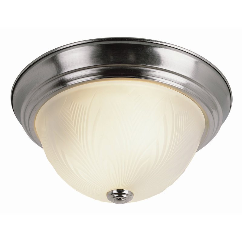 Plafonnier encastré 2 lumières Rowan, Nickel brossé, H 6 po x l 15 po x P 11 po