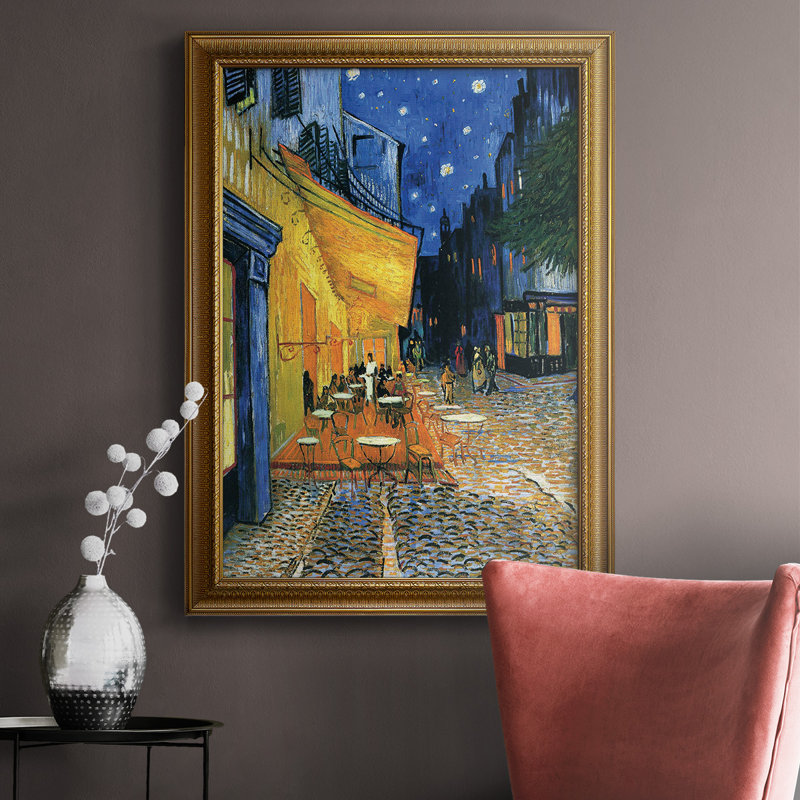 «Cafe Terrace At Night», toile encadrée de qualité supérieure - prête à être accrochée, H 27 po x l 18 po x P 2,5 po