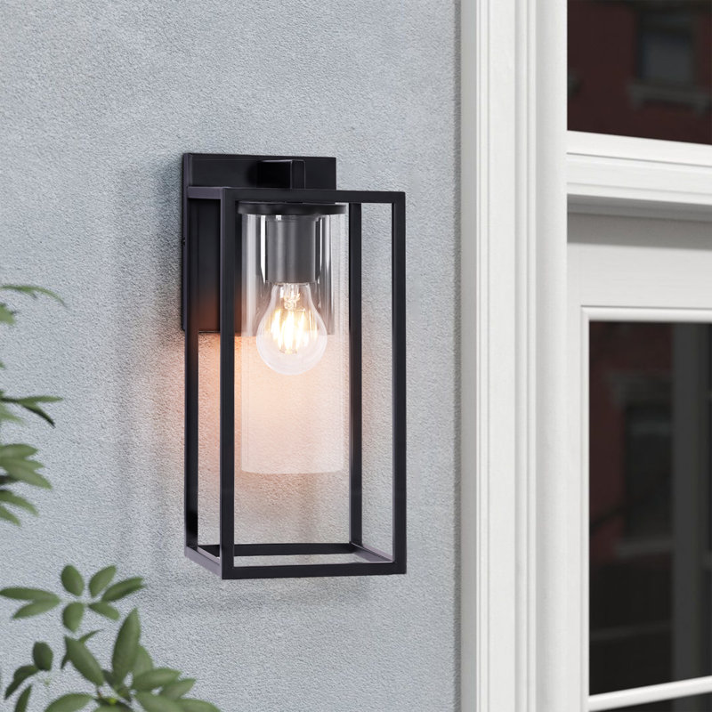 Tiernan 1-Light Outdoor Wall Lantern, Matte Black, 15.75" H x 6.25" W x 8.05" D