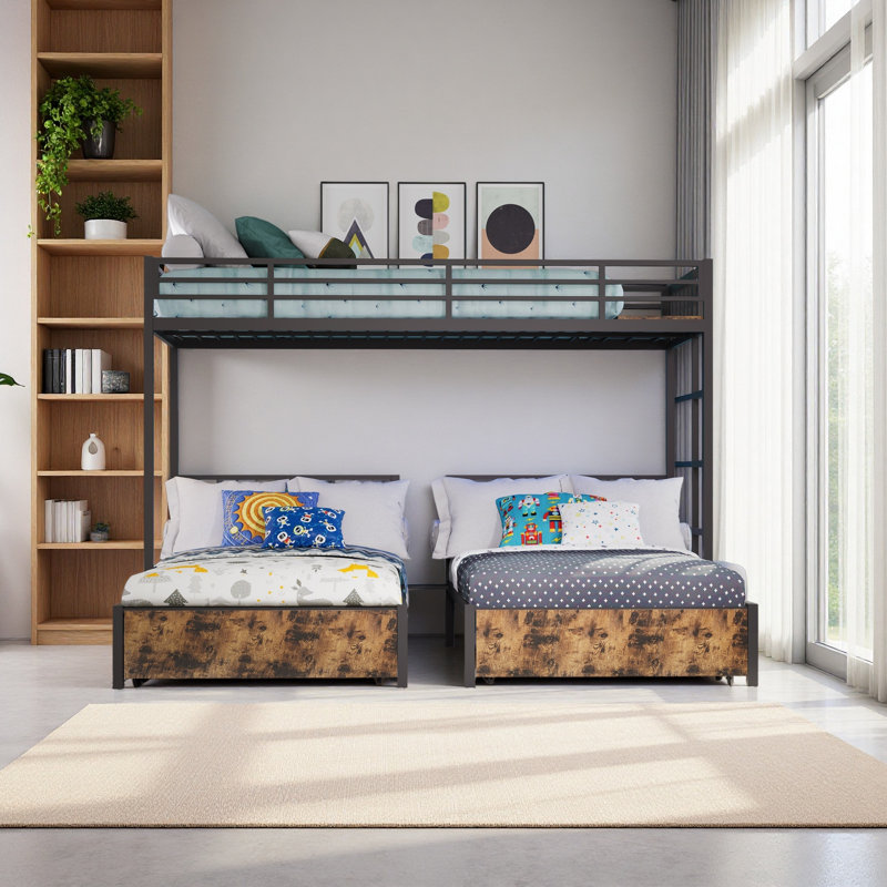 Triple lit superposé pour enfants, séparé en 3 lits simples