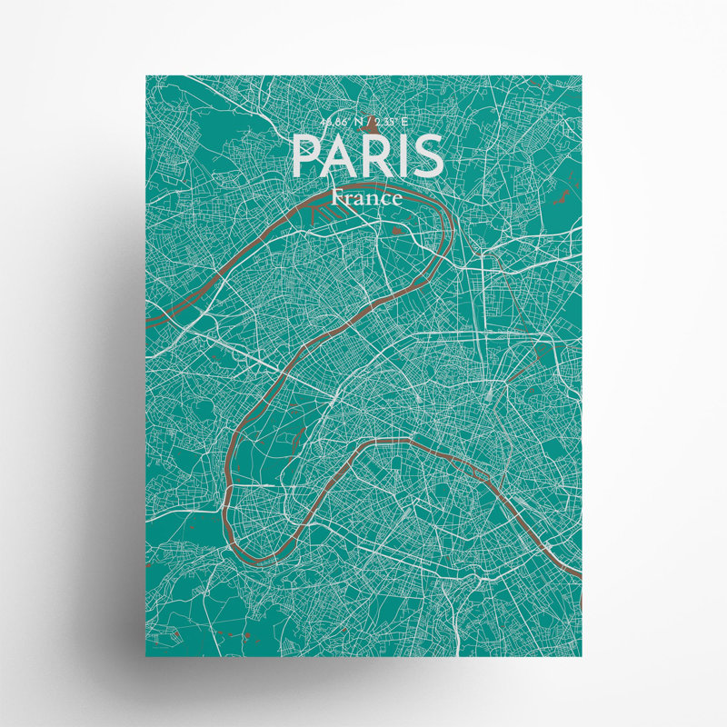 Paris City Map in Nature 1 Piece Wall Art, 24cm H x 18cm W x 0.05cm D