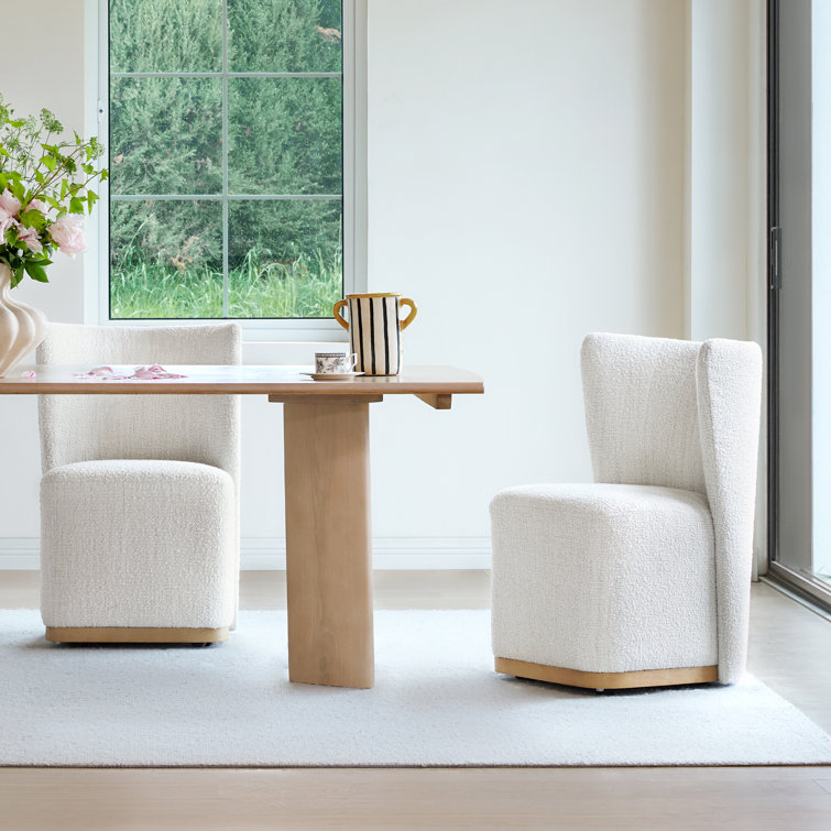  Geelt Upholstered Wingback Dining Chairs with Casters