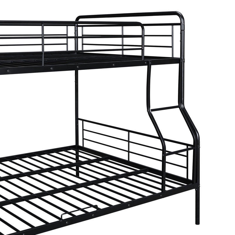 Très grand lit en métal noir au-dessus de grand lit en métal - Finition élégante, assemblage facile du lit superposé, convient à de nombreux