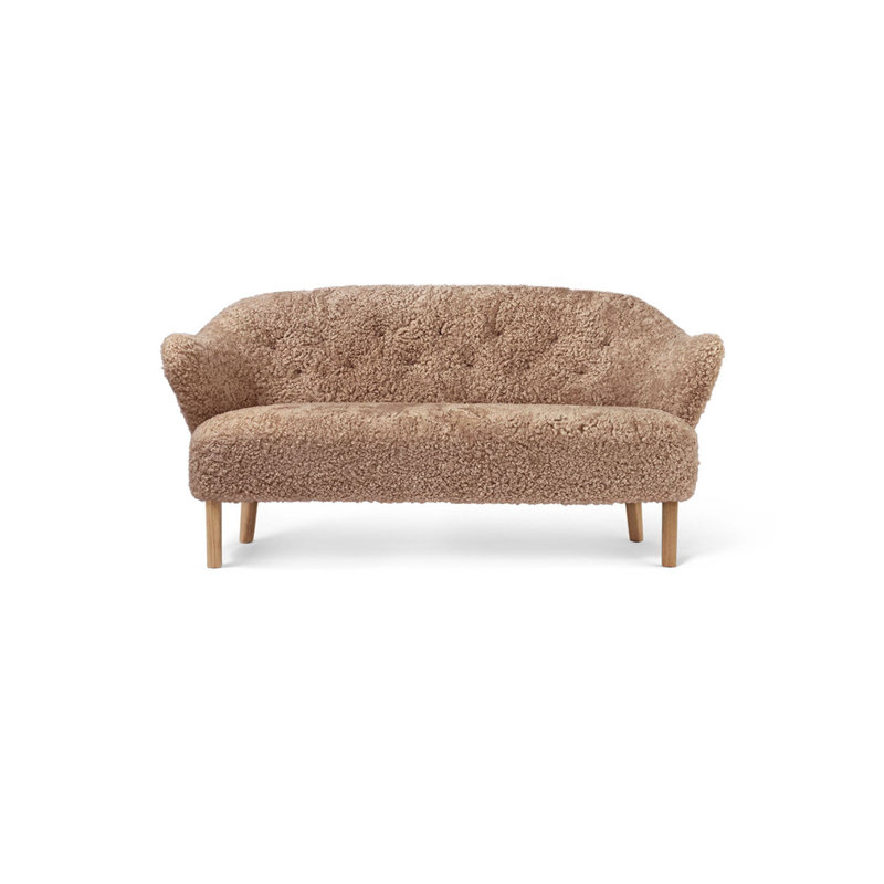 Ingeborg 62.99" Round Arm Loveseat, Natural Oak, Sahara Sheepskin