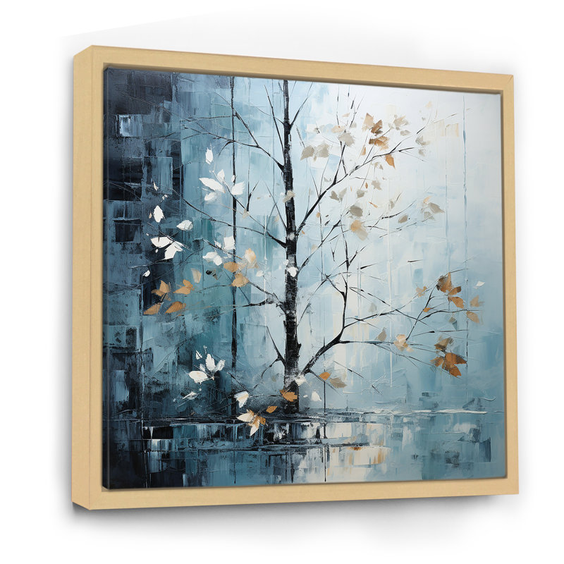 Feuilles d'érable au clair de lune, H 16 po x l 16 po x P 1 po, Cadre naturel flottant