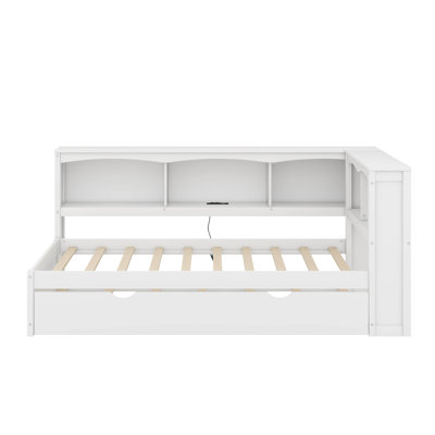 Twin Size Daybed With Storage Cabinets,Trundle And USB Ports