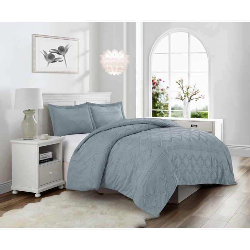  Parure de lit prélavée en jacquard ultra doux à clips Swift Home, Couette simple + 1 taie décorative standard, Bleu