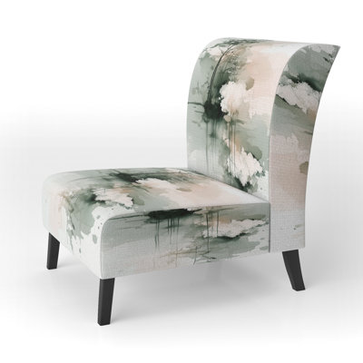 Forest Upholstered Chair - Green Abstract Tree Reflection Slipper Chair