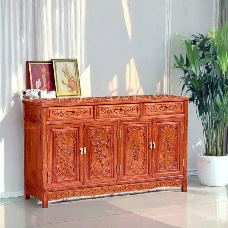 Solid Wood Chinese Sideboard, H 34,6 po x l 54,3 po x P 15,7 po