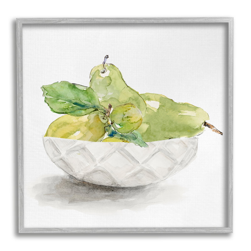 «Pear Bowl», peinture encadrée sur bois, impression, H 12 po x l 12 po x P 1,5 po, Estampe numérique Farmhouse