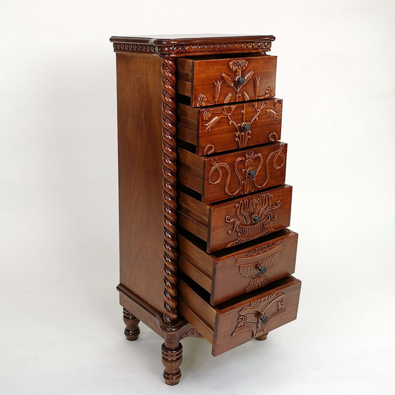 Floral Motif 6 Drawer Chest