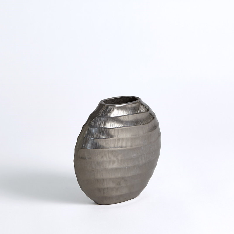 Aluminum Table Vase, 7.25" H x 7.75" W x 2.5" D, Black Nickel