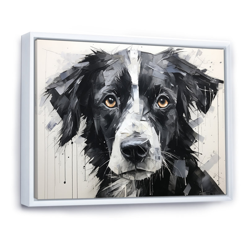 Sarabi, portrait de chien sur toile, Cadre flottant blanc, H 24 po x l 32 po x P 1 po